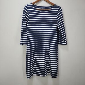Garnet Hill Striped Bateau-Neck Cotton Dress